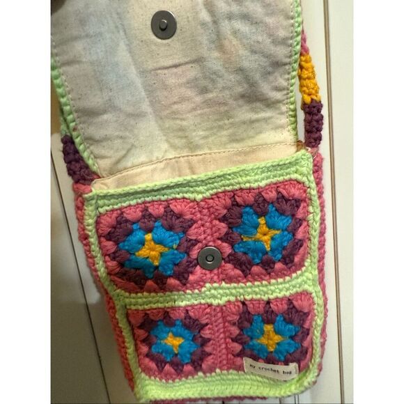 Zara Women's Flap Crochet Floral Sling Crossbody Bag Multicolor Small - Picture 5 of 9